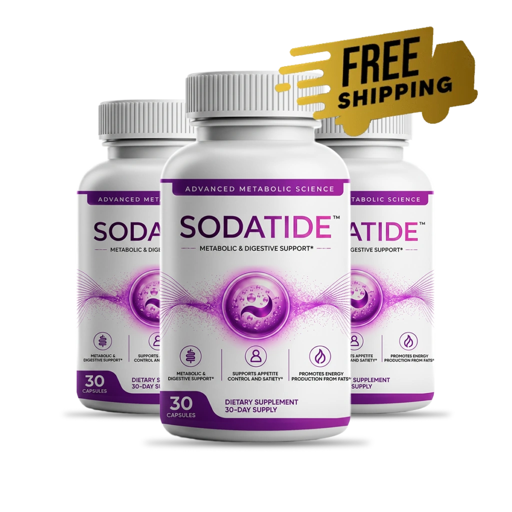 Sodatide 3-bottle 90-day supply — natural gut microbiome formula supporting metabolism without extreme diet programs